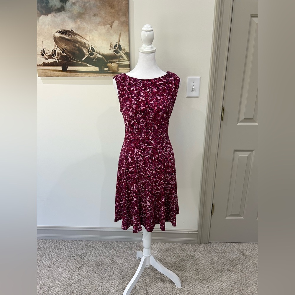 Connected Apparel Burgundy Floral Midi Dress